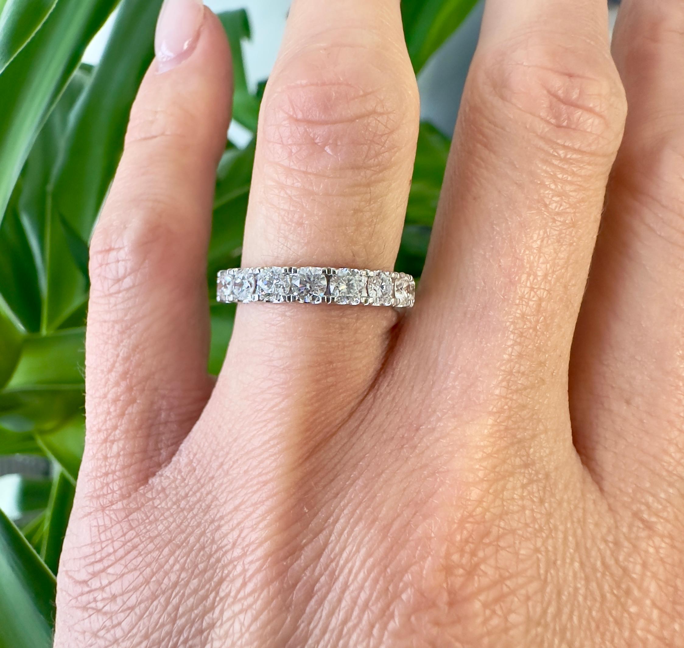 Round Cut 2.26 Carat Total Diamond Eternity Band In 18k White Gold