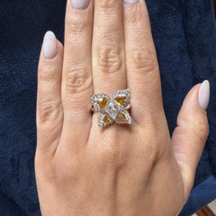 2.26 Carat White and Orange Diamond Butterfly Motif Ring