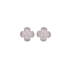 2.26 Carat White Sapphire, Rose Cut & Round Diamond Earrings Studs