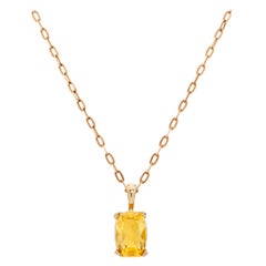Collier et boucles d'oreilles en or jaune 18 carats avec citrine taille coussin de 2,26 carats