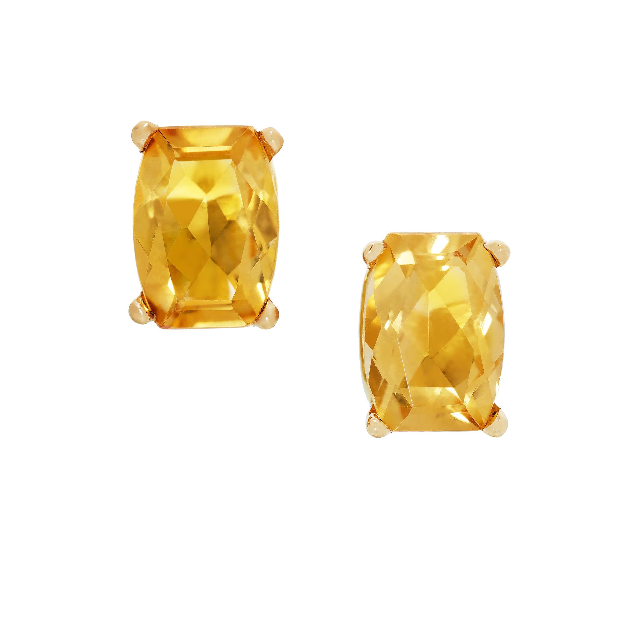 Taille coussin Collier et boucles d'oreilles en or jaune 18 carats avec citrine taille coussin de 2,26 carats en vente