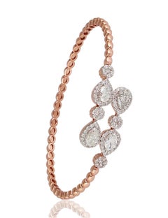 Pulsera brazalete de oro rosa de 18 quilates con diamantes de 2,26 quilates