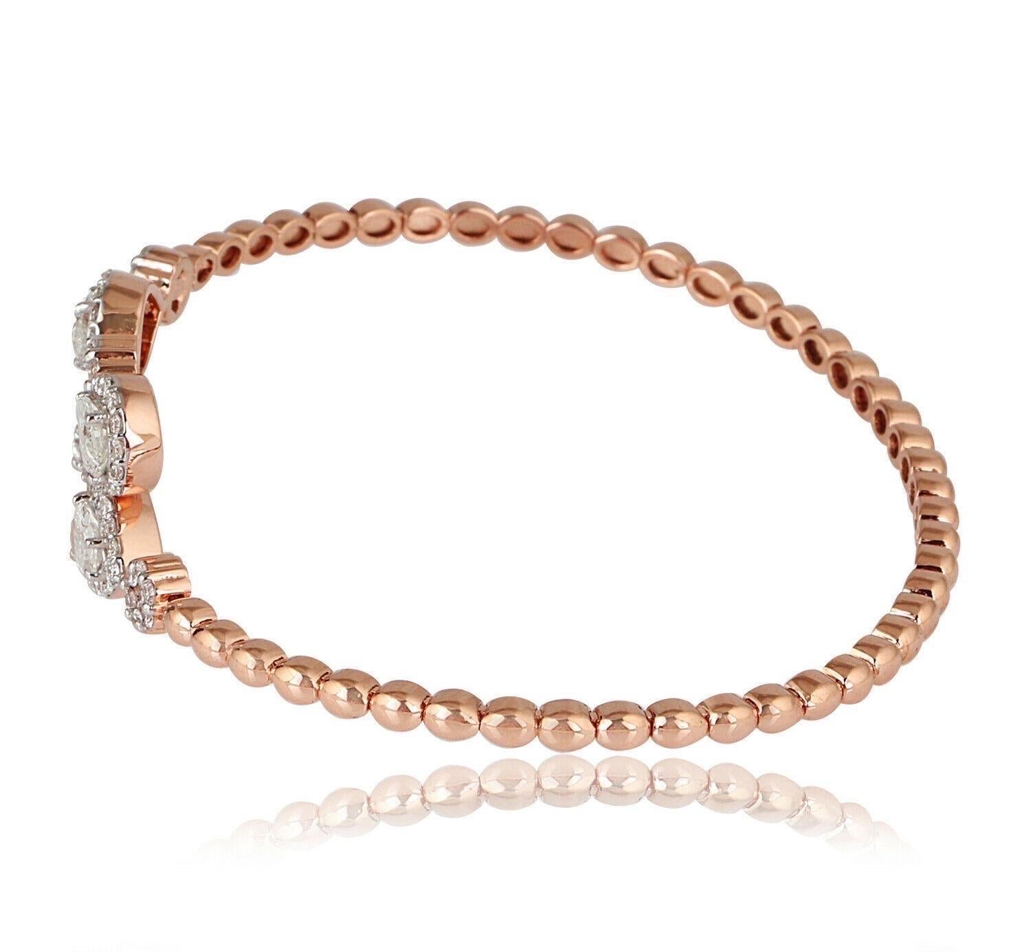Modern 2.26 Carat Diamond 18 Karat Rose Gold Wrap Bangle Bracelet For Sale