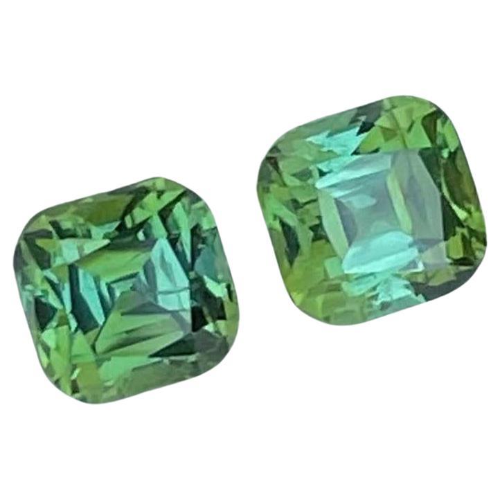 2.26 Quilates Pareja Turmalina Azul Verdoso Talla Cojín Piedra Preciosa Natural Afgana