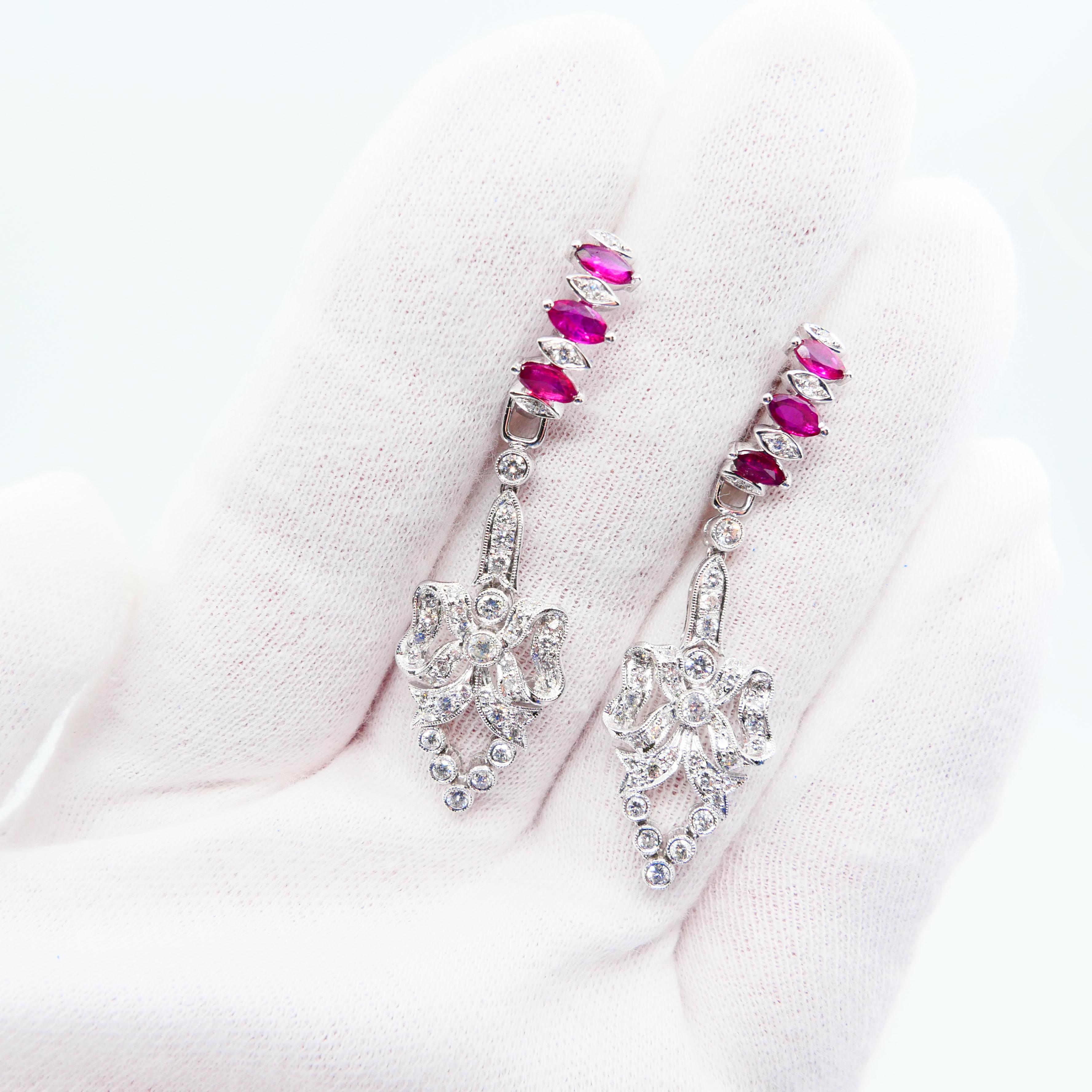 Orecchini a goccia Burma con rubino e diamanti. 4,7 cm. Può essere indossato in due modi! in vendita 4