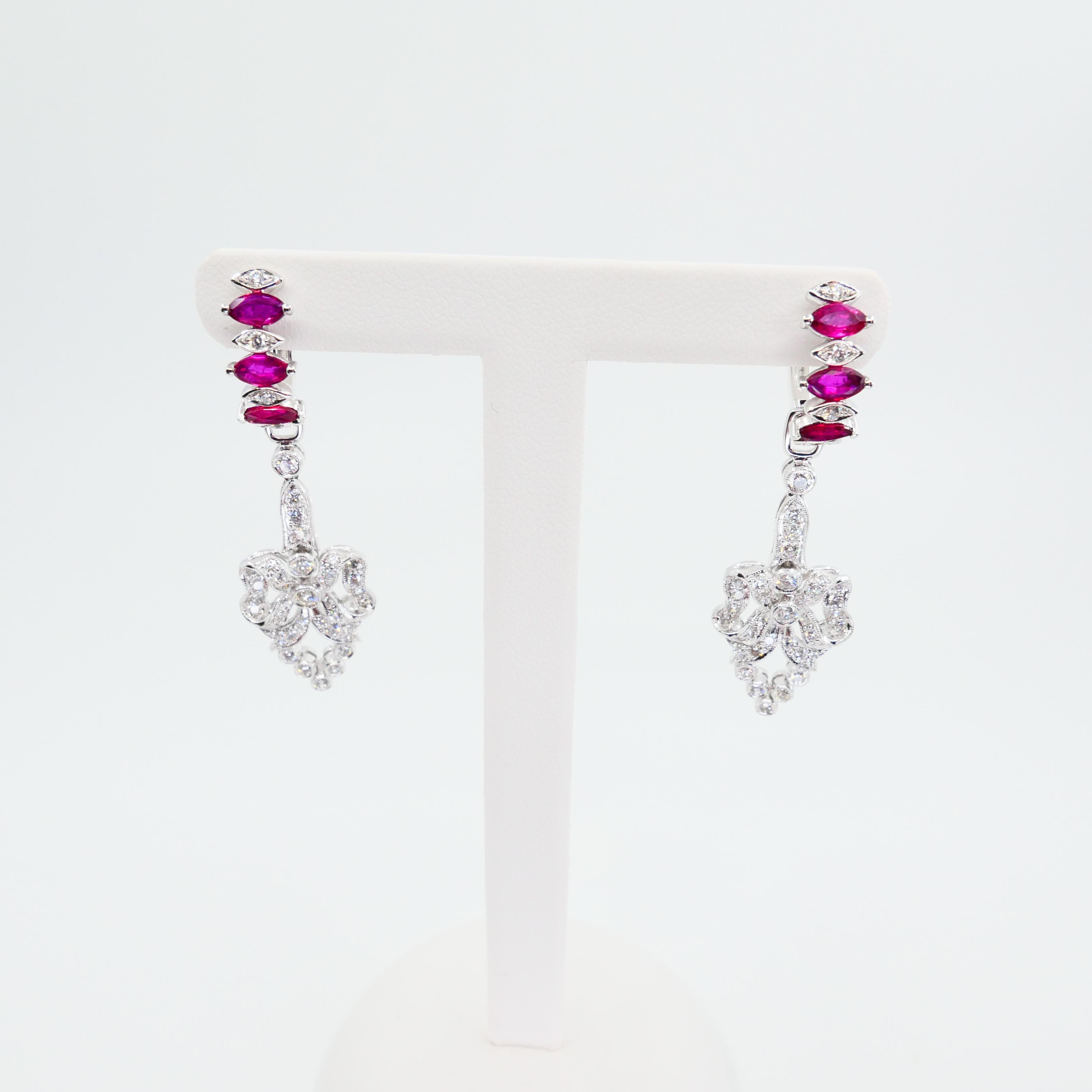 2.26 Carat Burma Ruby and Diamond Chandelier Drop Earrings. Wear Two ways. In New Condition For Sale In Hong Kong, HK