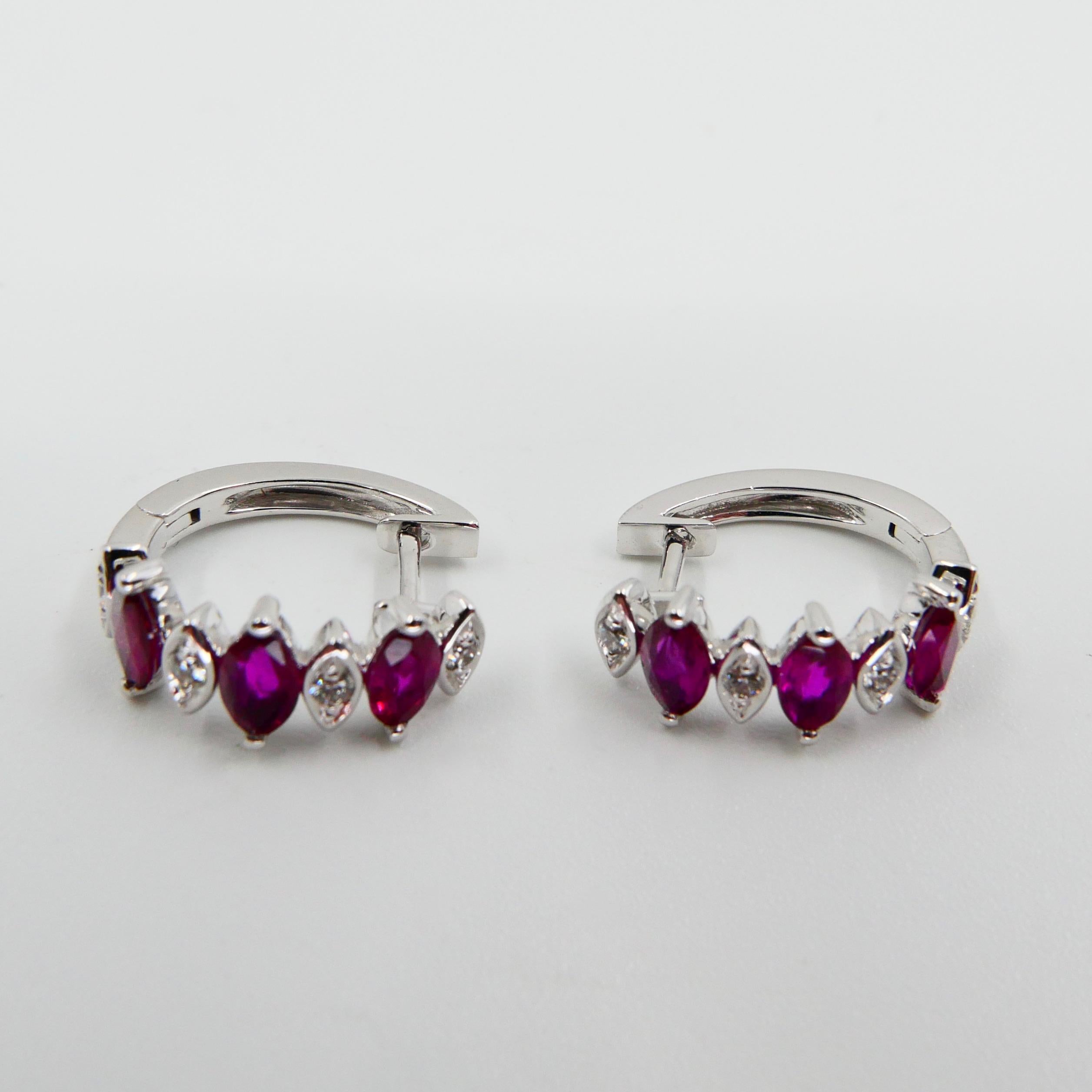 Women's 2.26 Carat Burma Ruby and Diamond Chandelier Drop Earrings. Wear Two ways. For Sale