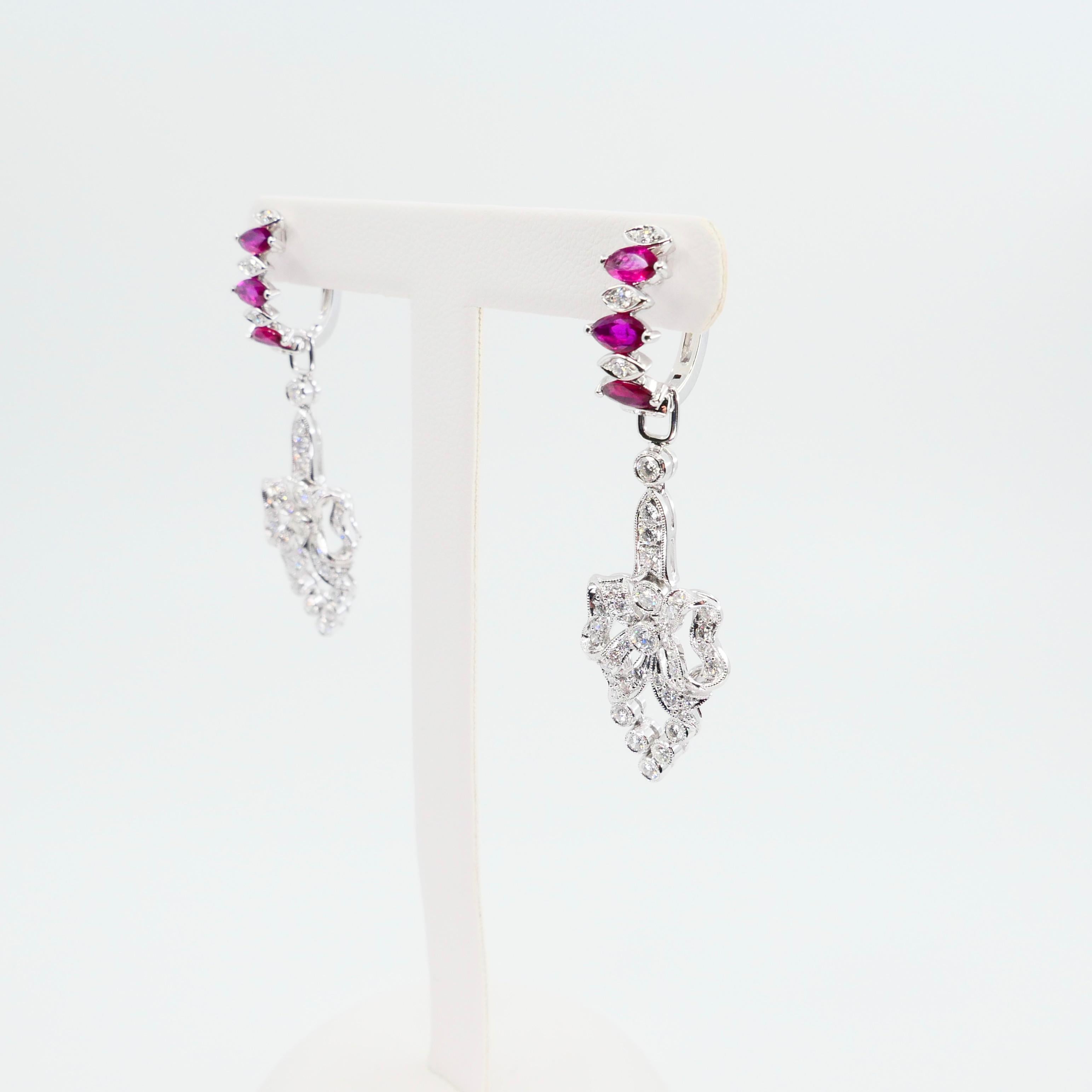 2.26 Carat Burma Ruby and Diamond Chandelier Drop Earrings. Wear Two ways. For Sale 1