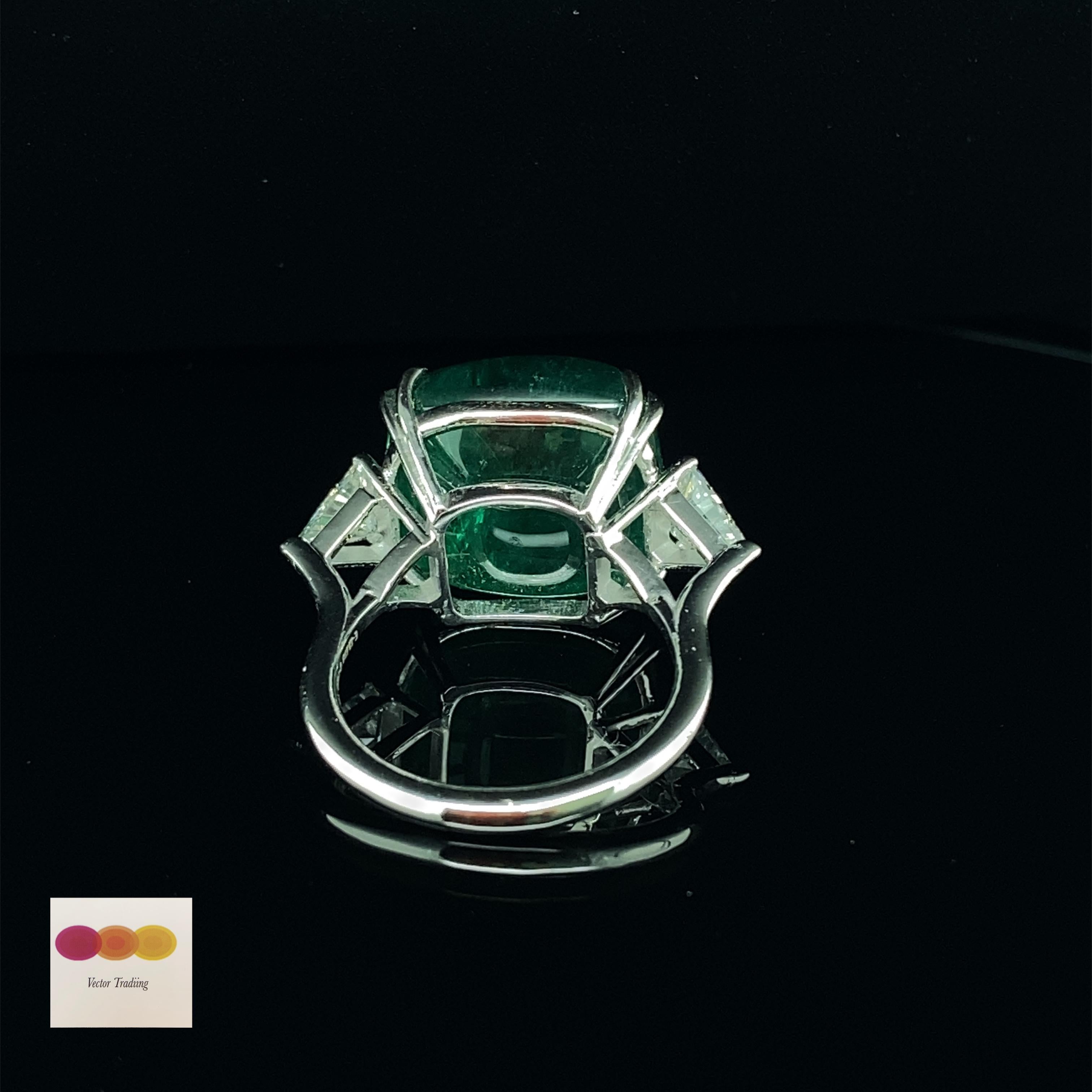 22.61 Carat GRS Certified Emerald Sugarloaf and White Diamond Cocktail Ring 5