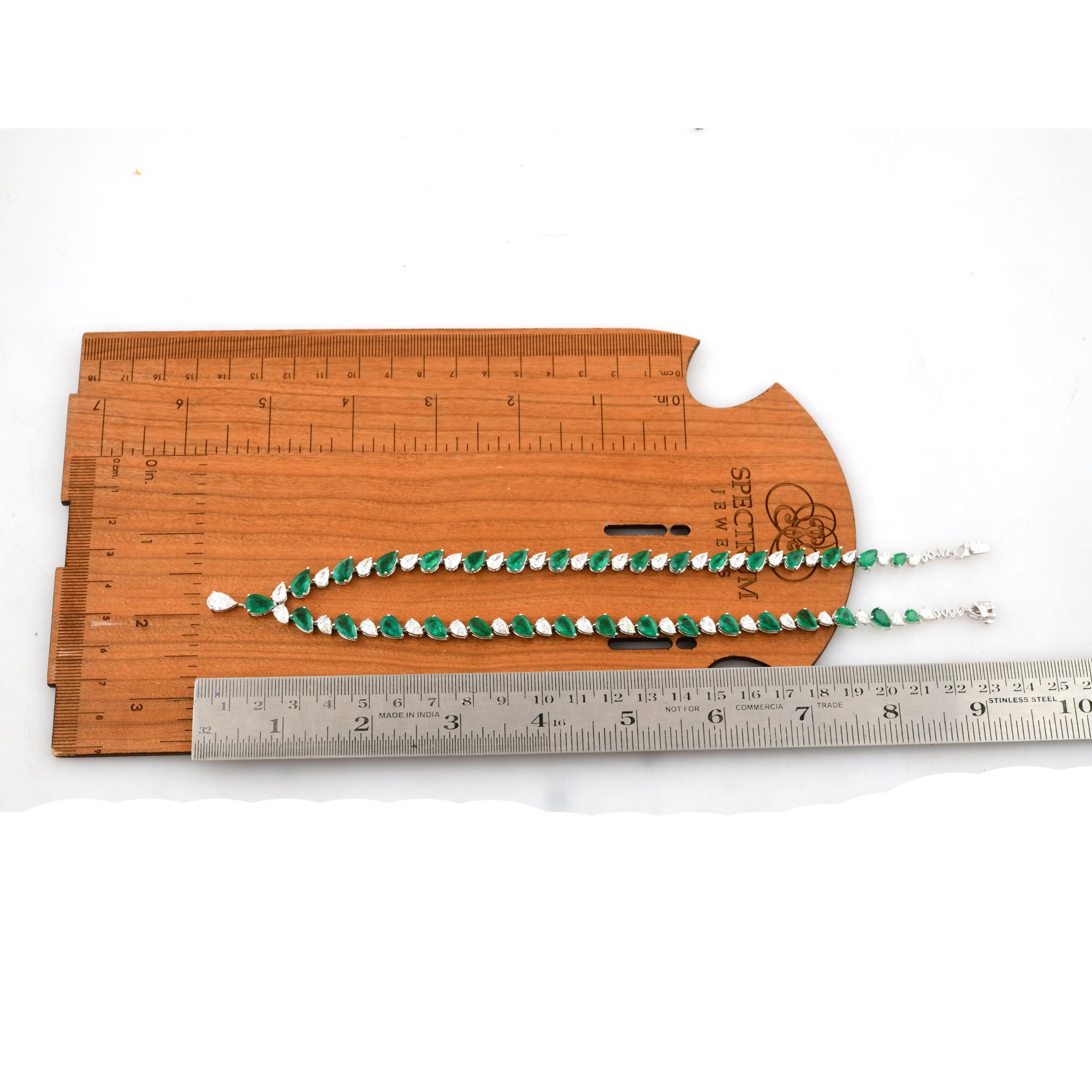 De las mujeres Collar de esmeraldas de Zambia de 22,64 quilates 11,96 quilates Diamante SI/H Oro Blanco 18 Quilates en venta