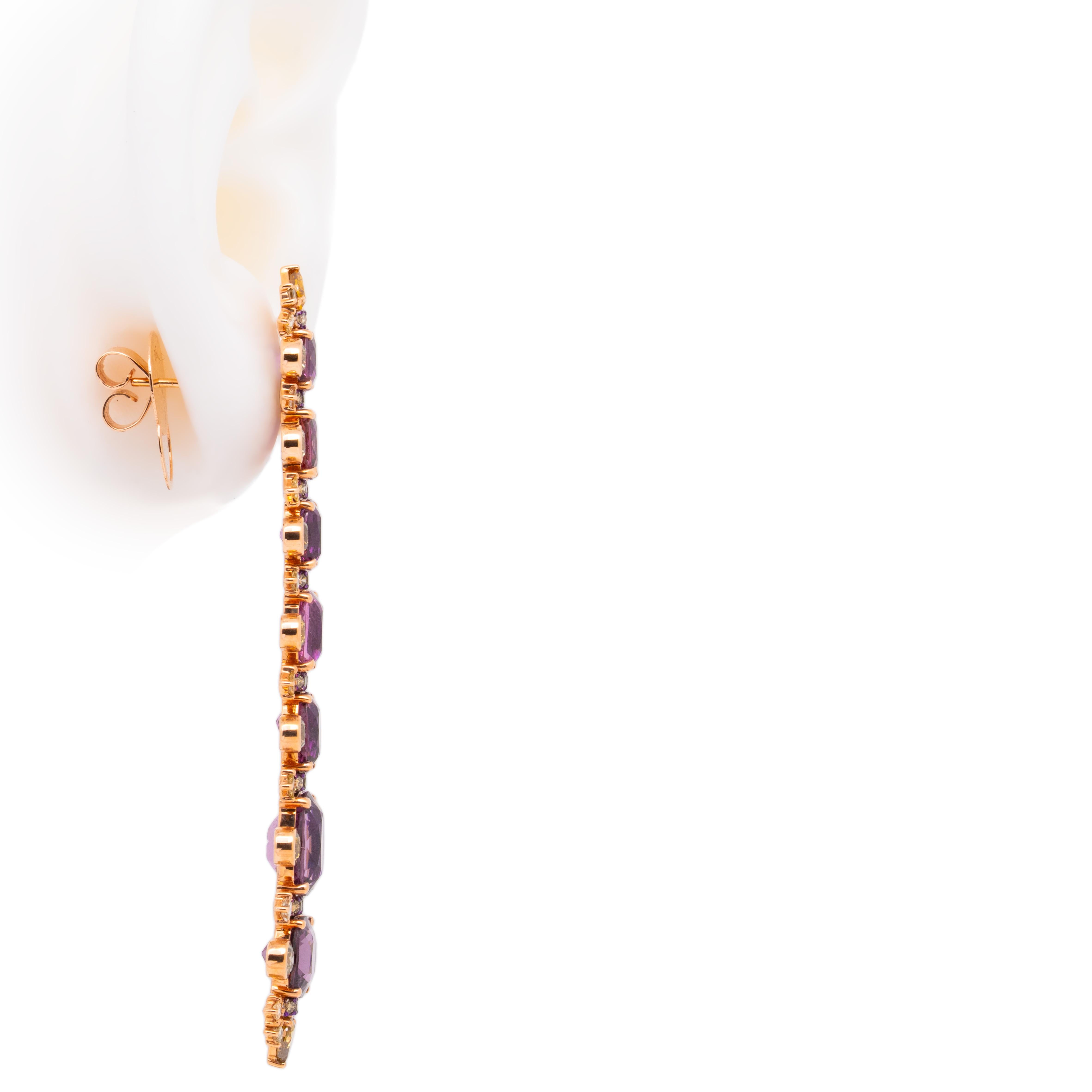 22.65 Carat Pink Spinel & Color Diamond Earrings, 18K Rose Gold, Austy Lee In New Condition For Sale In Hong Kong, HK