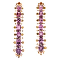Boucles d'oreilles en or rose 18 carats, 22,65 carats, Spinelle rose et diamant de couleur, Austy Lee