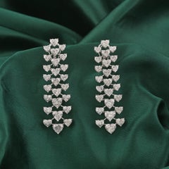 22.65 Carats Natural Heart Shape Diamond Fringe Cascade Earrings 18K White Gold