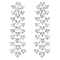 22.65 Carats Natural Heart Shape Diamond Fringe Cascade Earrings 18K White Gold