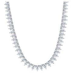 Collier cocktail en diamants ronds, poires et marquis de 22,67 carats de poids total