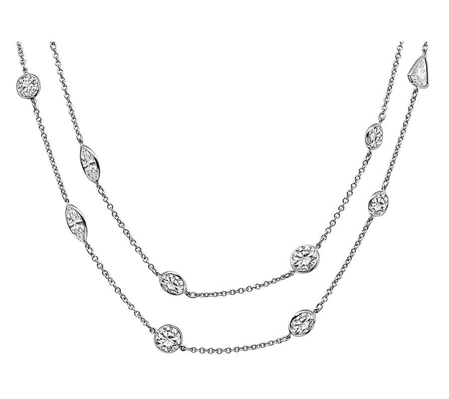 Round Cut 22.67ct Diamond By The Yard Necklace For Sale