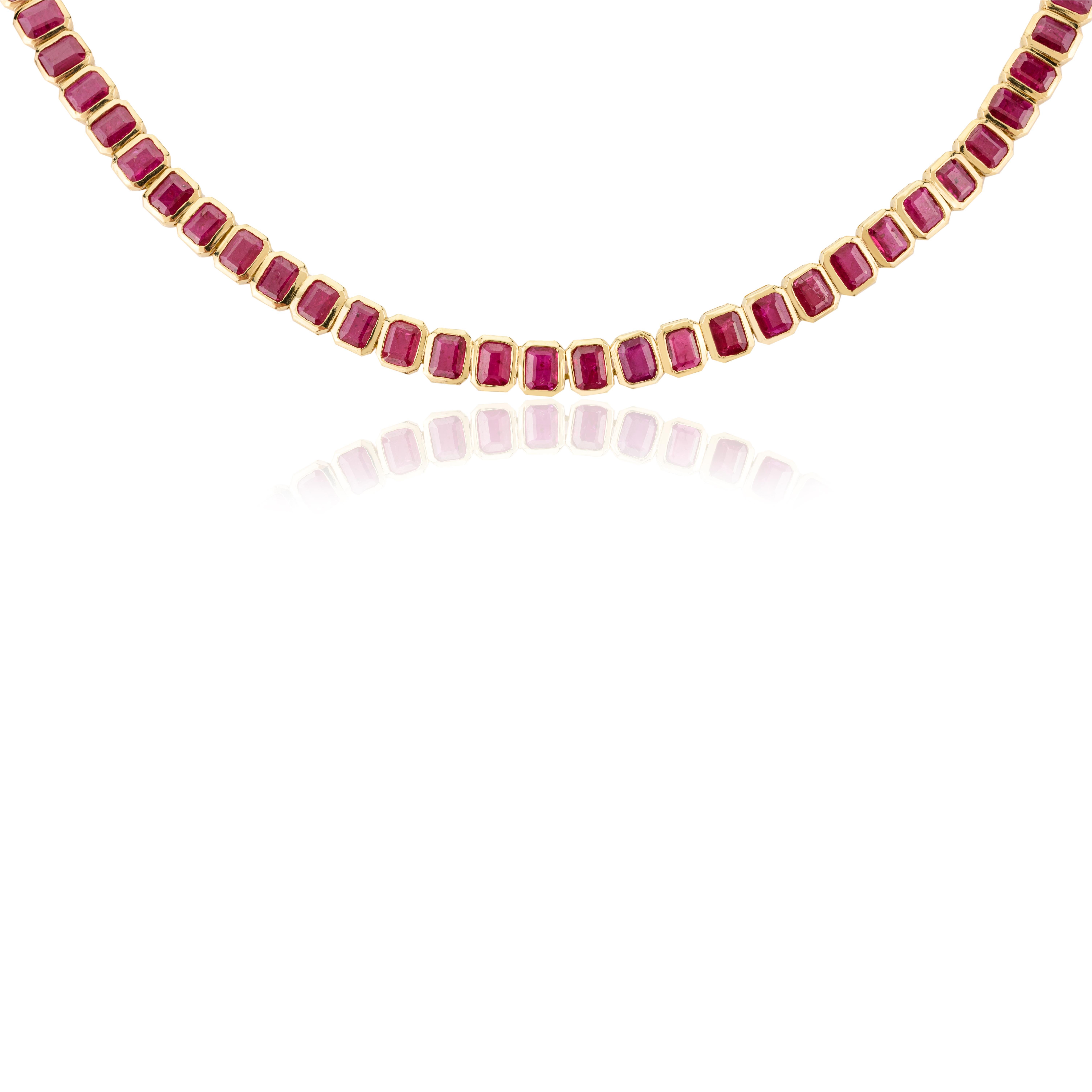 Contemporain Collier de fiançailles ras du cou en or jaune massif 18 carats avec rubis naturel de 22,68 carats en vente