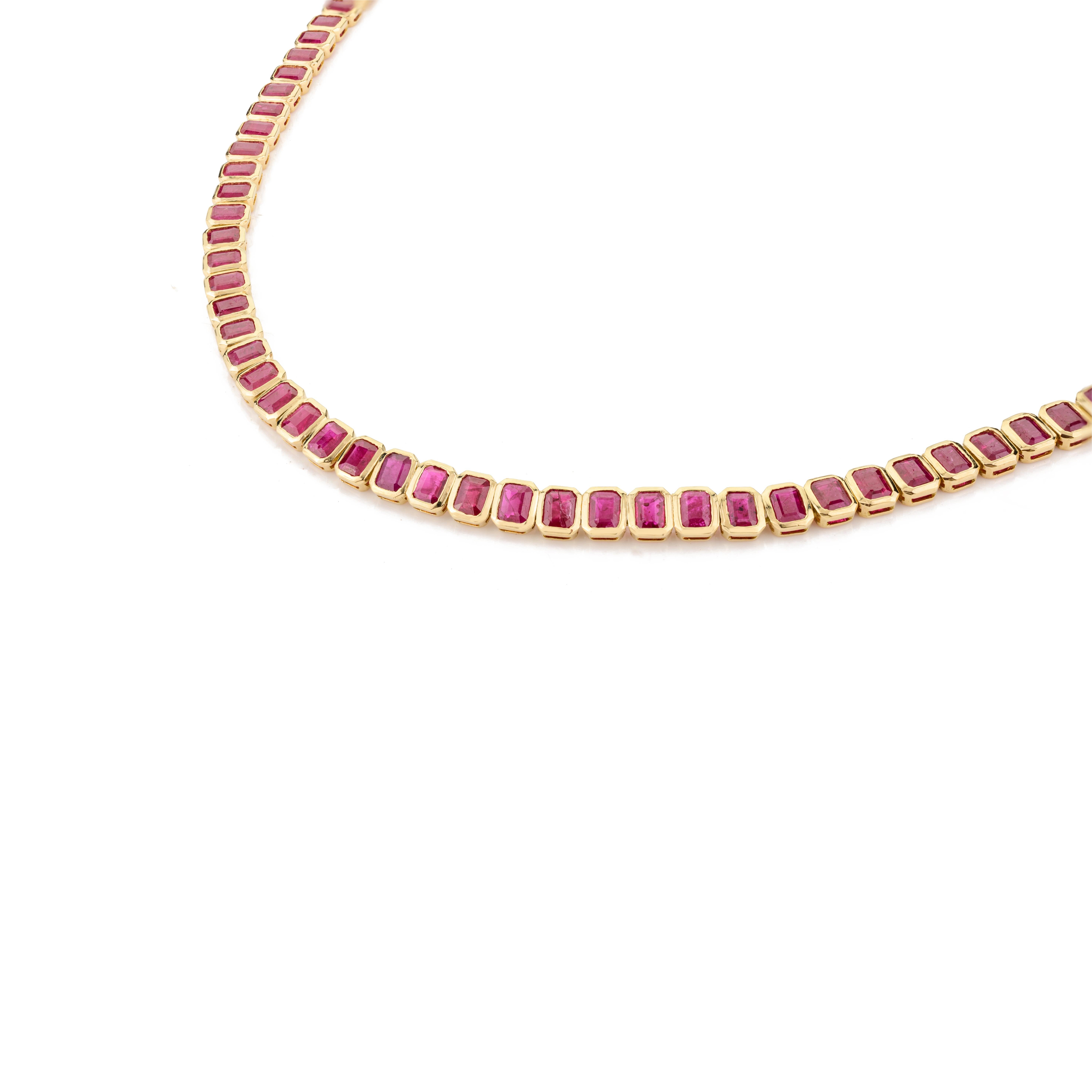 Collier de fiançailles ras du cou en or jaune massif 18 carats avec rubis naturel de 22,68 carats Pour femmes en vente
