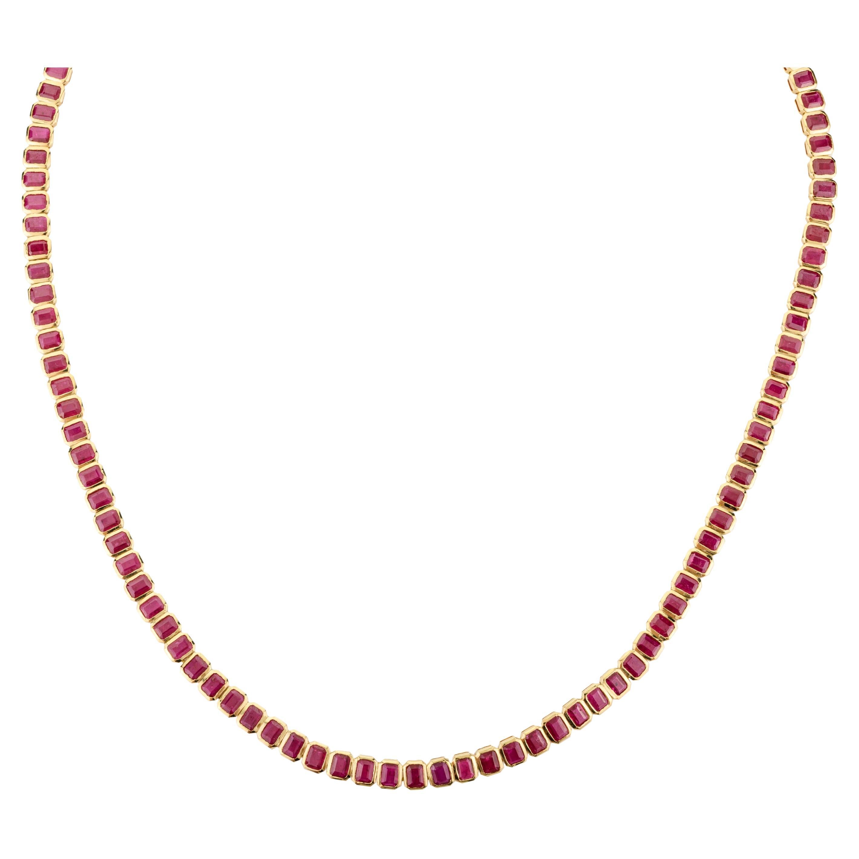 22,68 Karat natürlicher Rubin Verlobung Choker Halskette in 18k massivem Gelbgold