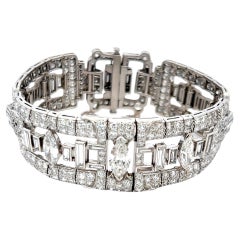 Bracciale Art-Deco in platino con diamanti antichi e marquis da 22,69 carati