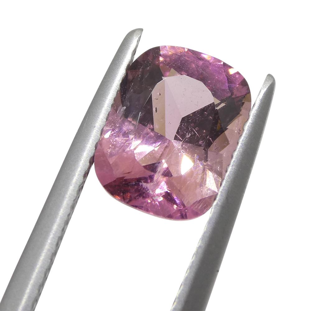 Brilliant Cut 2.26ct Cushion Pink Tourmaline from Brazil For Sale