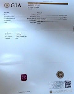 2.26ct GIA Certified Natural Purple Pink Sapphire Diamonds Ring 14kt*