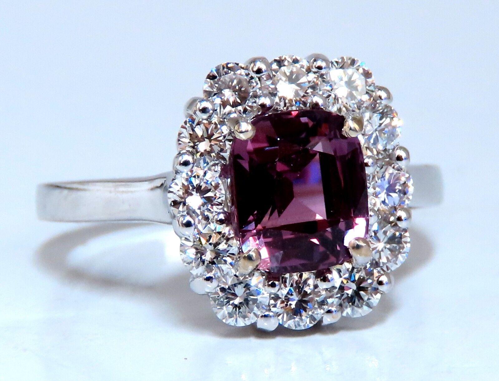 2.26ct GIA Certified Natural Purple Pink Sapphire Diamonds Ring 14kt For Sale 2