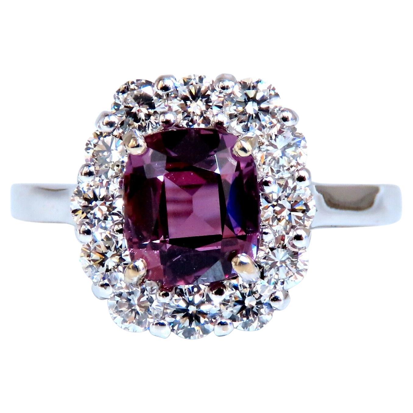 2.26ct GIA Certified Natural Purple Pink Sapphire Diamonds Ring 14kt For Sale