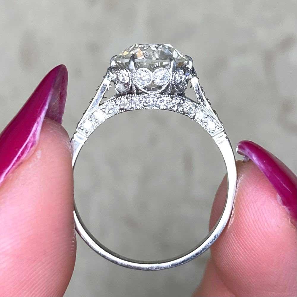 2.26ct Old European Cut Diamond Engagement Ring, Platinum For Sale 4