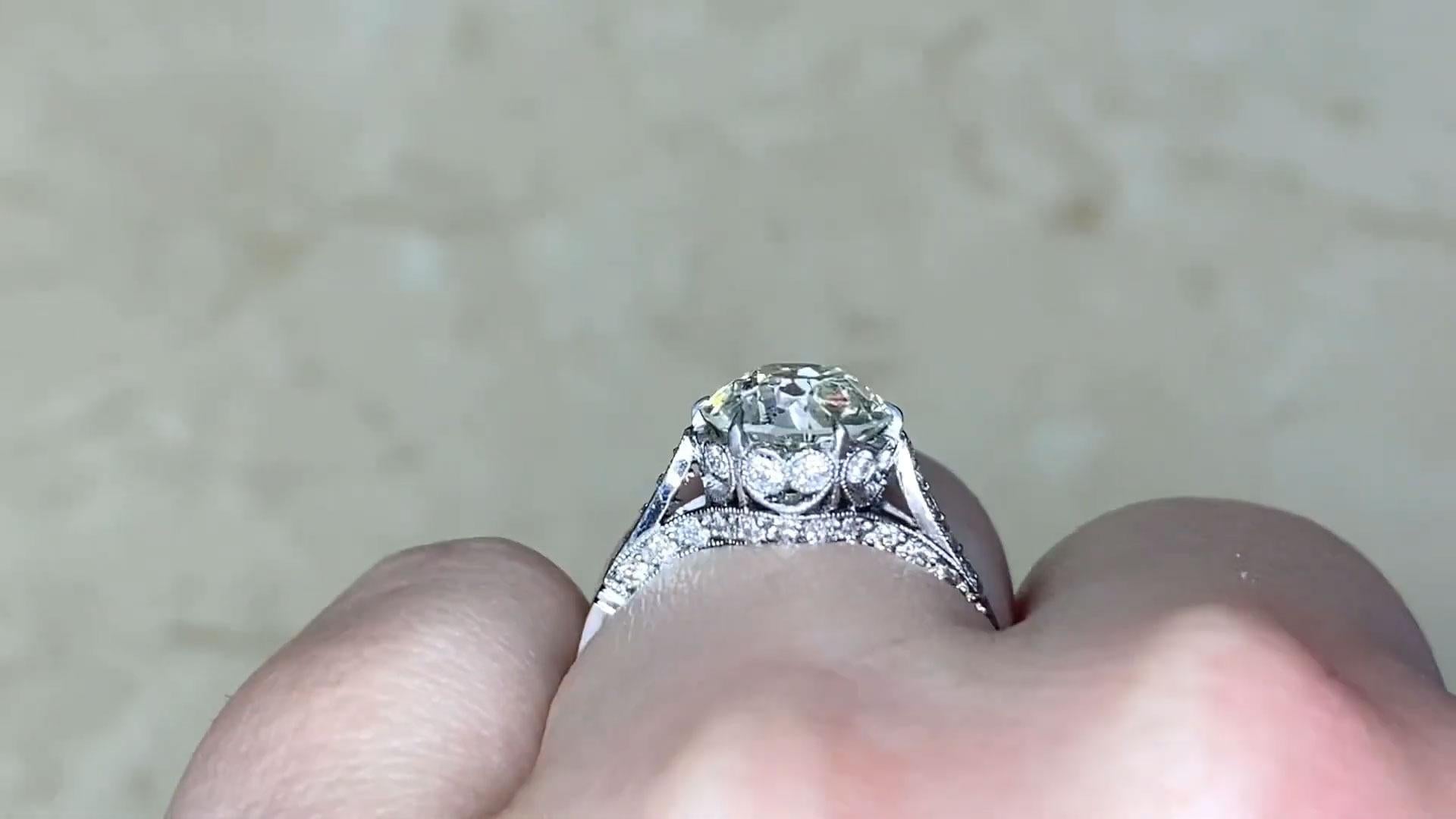 Old European Cut Diamond Engagement Ring (Approx. 2.20-Carats), Platinum In Excellent Condition In New York, NY