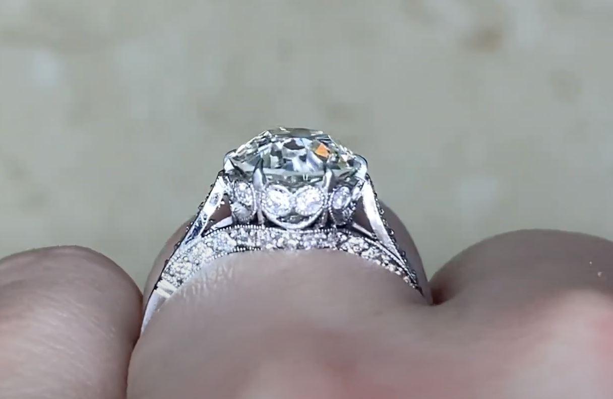 2.26ct Old European Cut Diamond Engagement Ring, Platinum For Sale 1