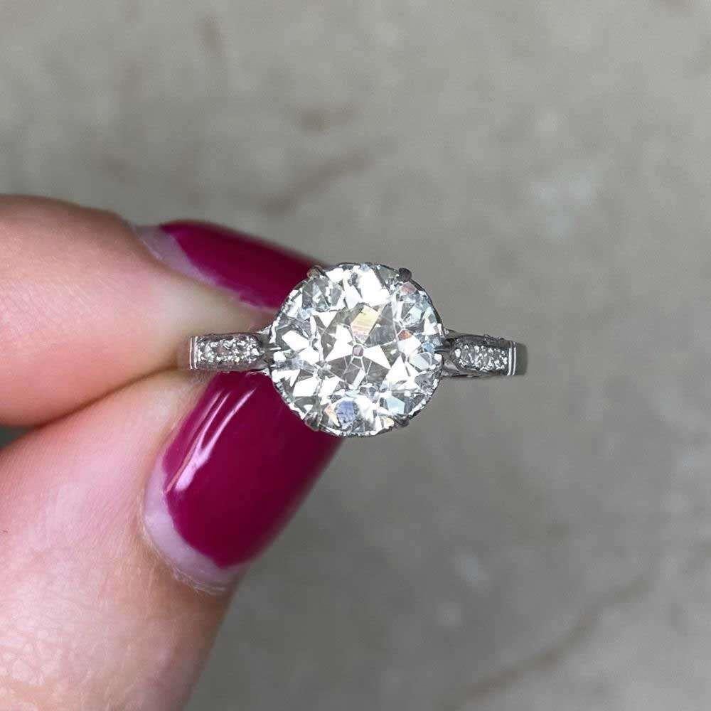 2.26ct Old European Cut Diamond Engagement Ring, Platinum For Sale 3
