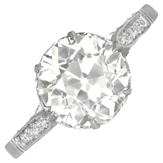 2.26ct Old European Cut Diamond Engagement Ring, Platinum For Sale