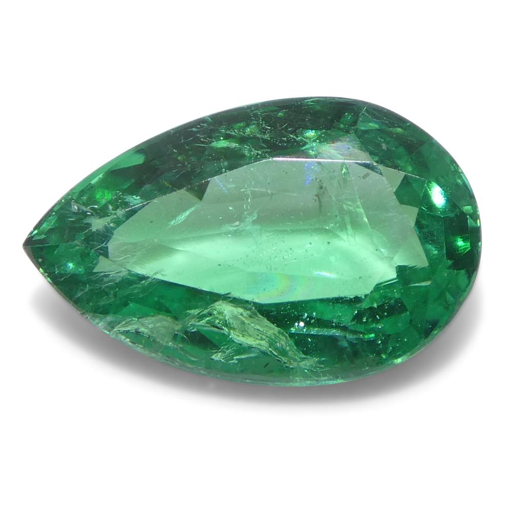 Taille poire 2.26ct Emeraude verte poire de Zambie en vente