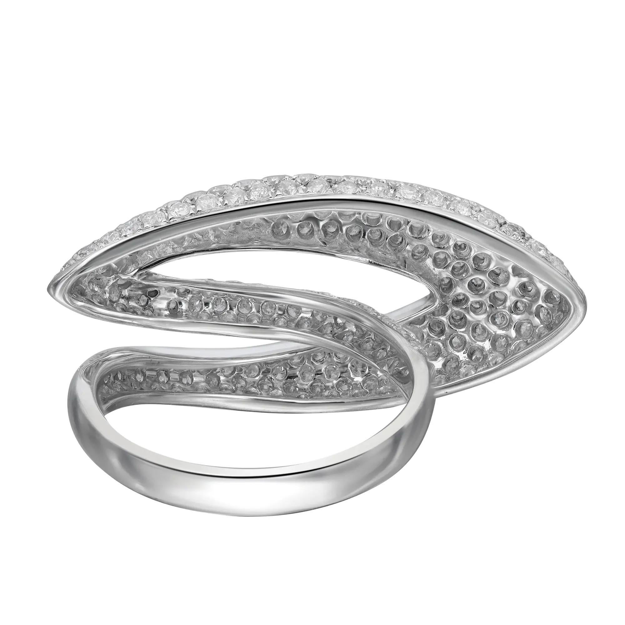 Modern 2.26cttw Pave Set Round Diamond Ladies Cocktail Ring 14k White Gold For Sale