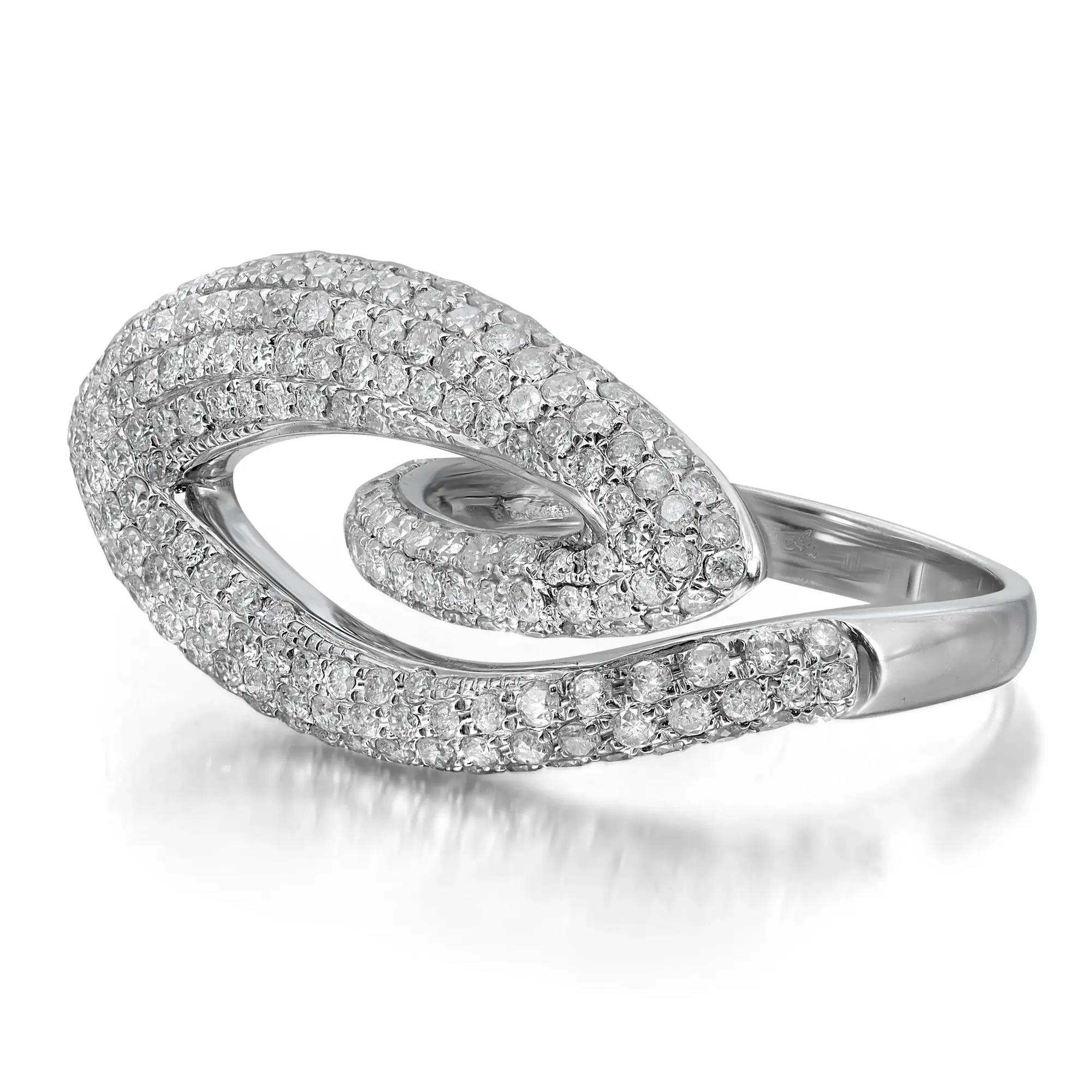 Round Cut 2.26cttw Pave Set Round Diamond Ladies Cocktail Ring 14k White Gold For Sale