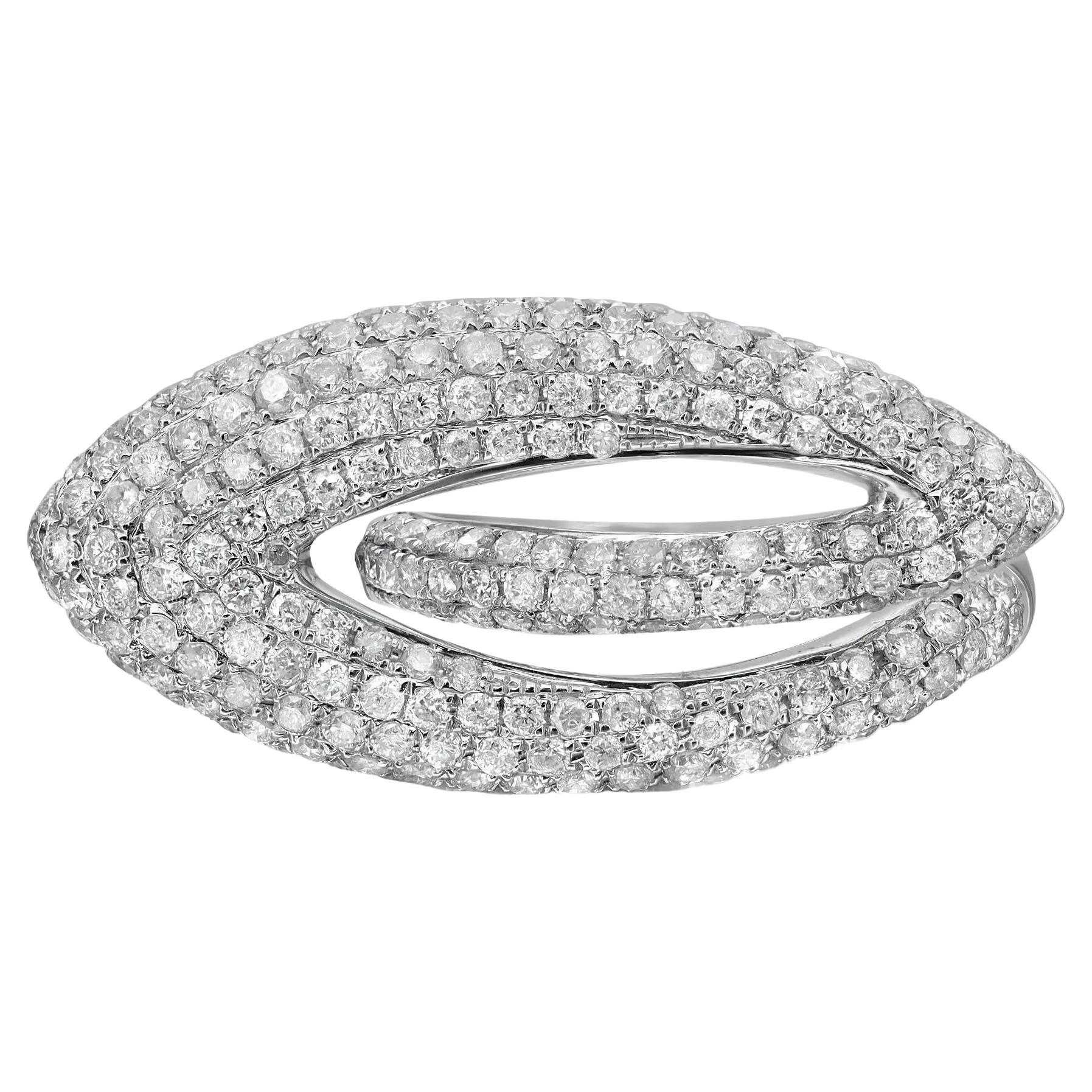 2.26cttw Pave Set Round Diamond Ladies Cocktail Ring 14k White Gold For Sale