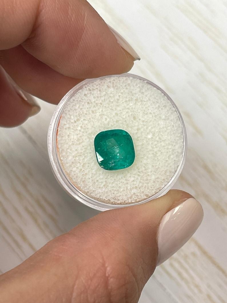 Modern 2.27 Carat 8.5x8.5 Natural Colombian Emerald - Cushion Cut Genuine Gem May For Sale