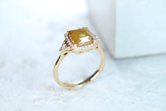 2.27 Carat Brown Diamond with Round-Cut White Diamond 14K Yellow Gold Ring