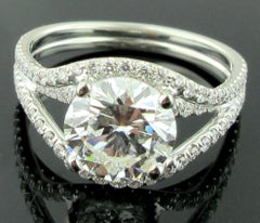 2.27 Carat Center Round Brilliant Cut Diamond Ring with 1.25 Carat in Mounting