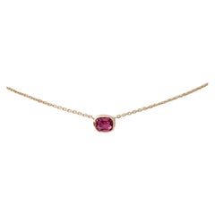 2.27 Carat Cushion Cut Pink Sapphire Necklace in 18 Carat Rose Gold