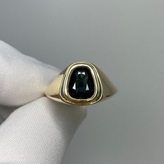 2.27 Carat Deep Blue Sapphire Fancy 'Egg Shape' Men's Signet Yellow Gold Ring