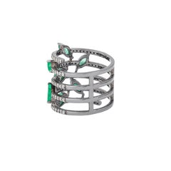 2.27 Carat Diamond and Emerald Cocktail Ring