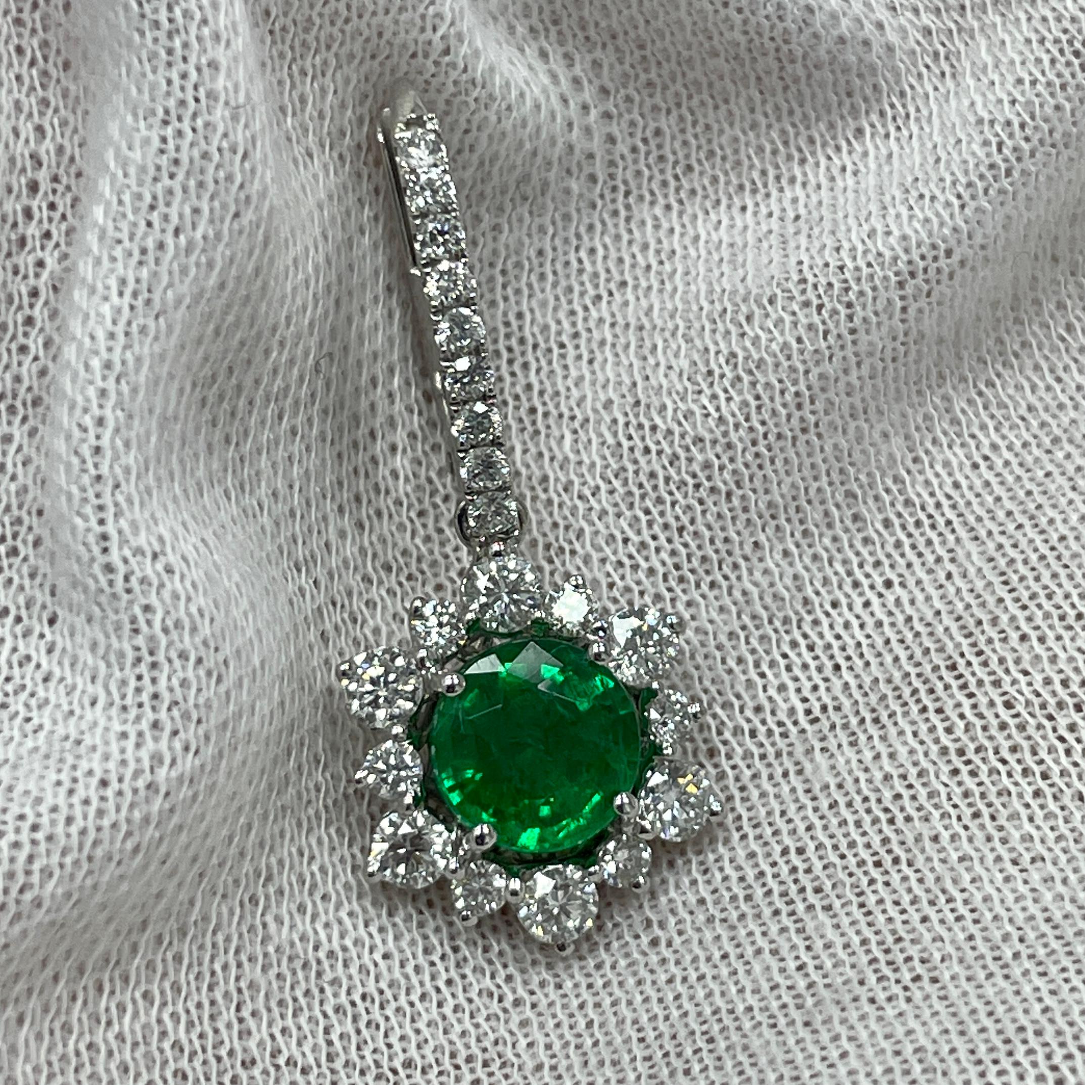 Women's or Men's 2.27 Carat Emerald, Diamond & White Gold Earrings For Sale