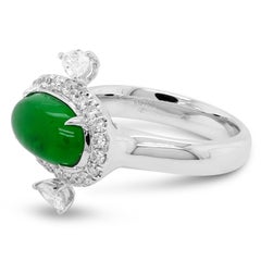 2.27 Carat 'Jade like' Colombian Emerald White Diamond Cocktail 18K Ring