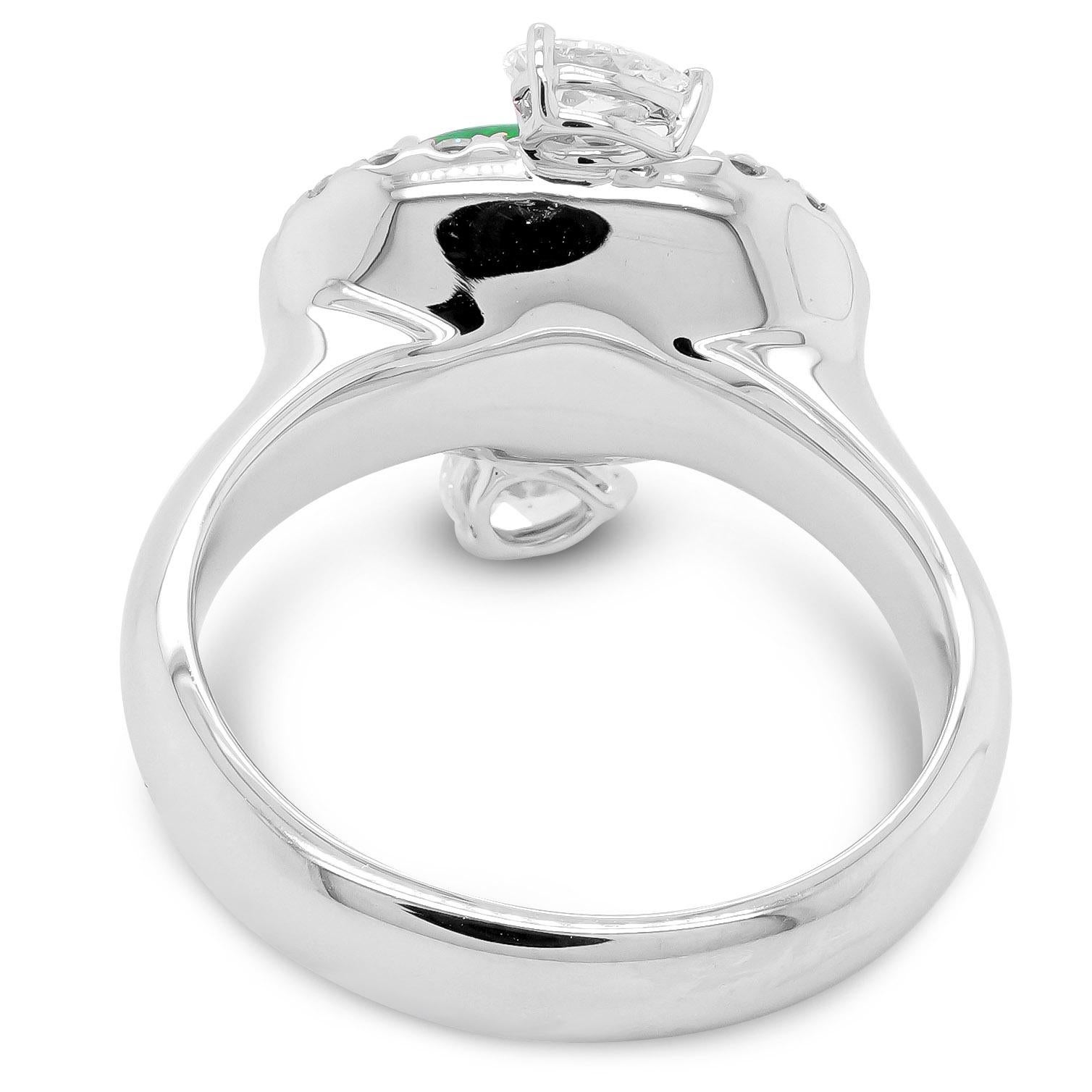 Oval Cut 2.27 Carat 'Jade like' Colombian Emerald White Diamond Cocktail 18K Ring