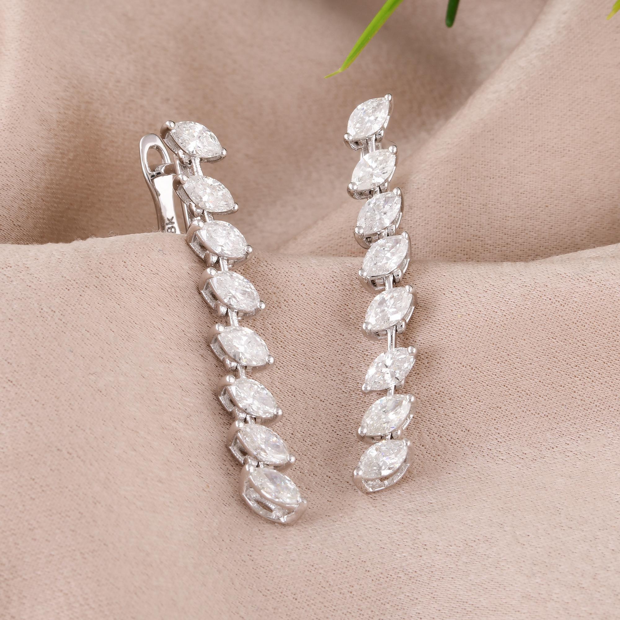 Modern 2.27 Carat Marquise Diamond Dangle Earrings 14 Karat White Gold Fine Jewelry For Sale