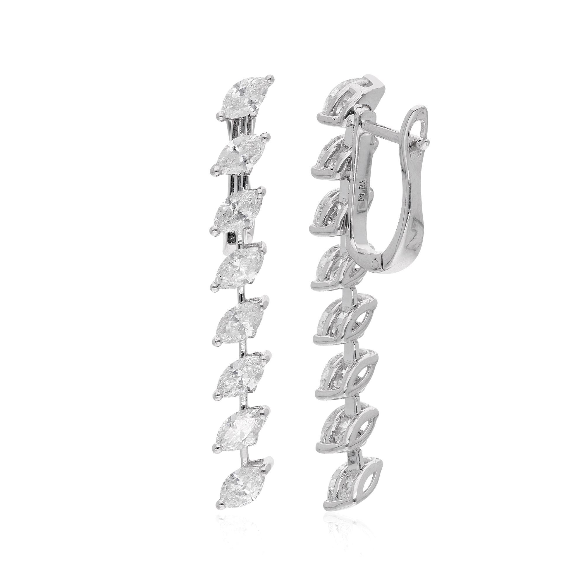 Moderne 2.27 Carat Marquise Diamond Dangle Earrings 14 Karat White Gold Fine Jewelry en vente