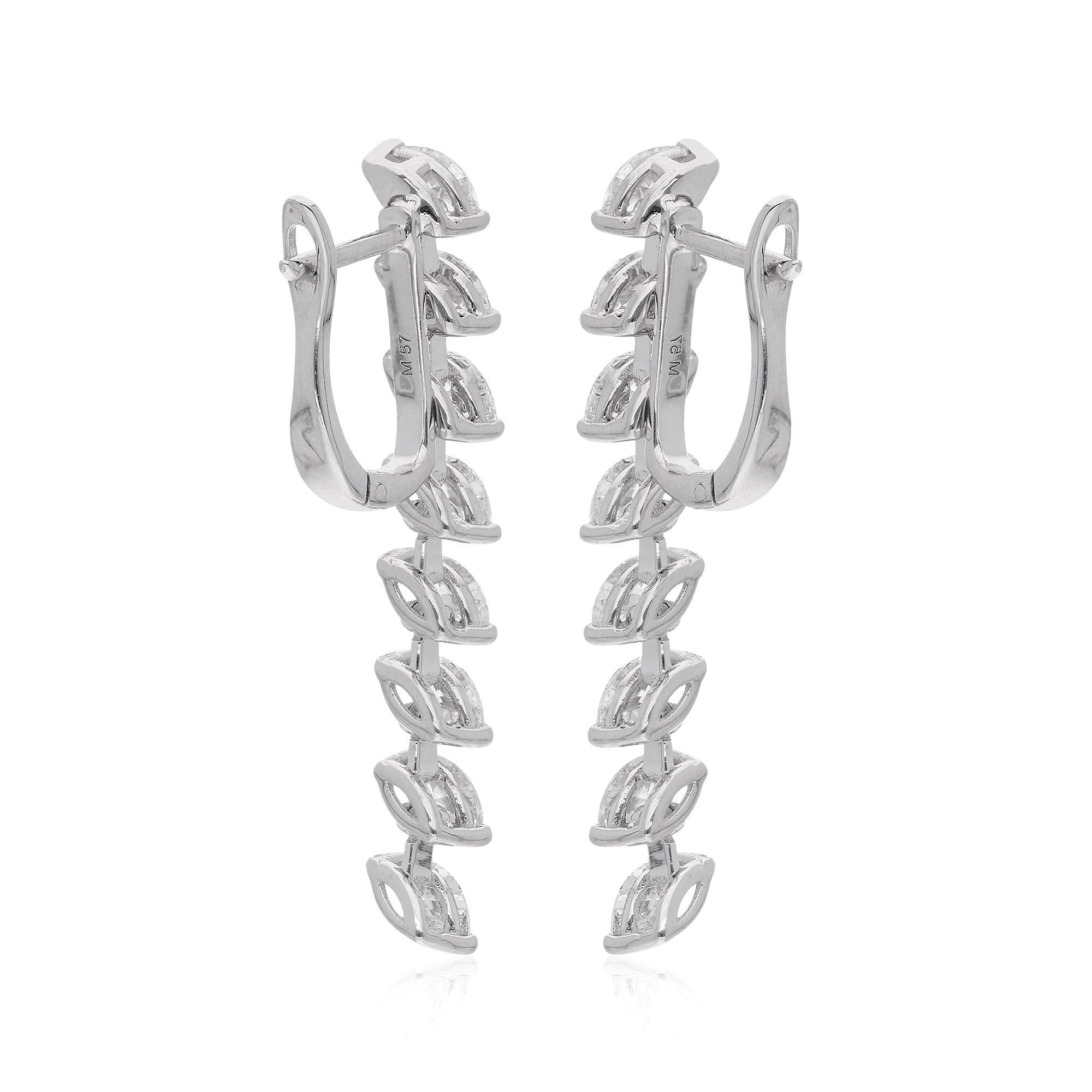 Pendientes Colgantes de Diamantes Marquesa de 2,27 Quilates Oro Blanco de 18 Kilates Joyería Fina en Nuevo estado para la venta en Diera, Dubai