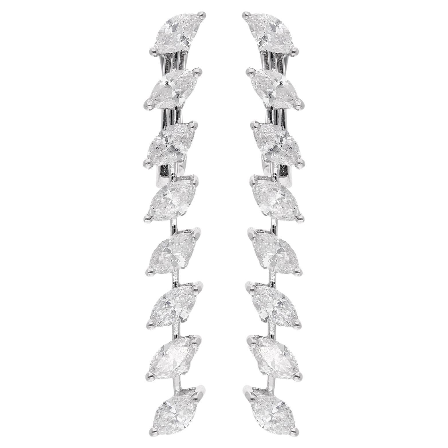2.27 Carat Marquise Diamond Dangle Earrings 18 Karat White Gold Fine Jewelry